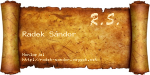 Radek Sándor névjegykártya